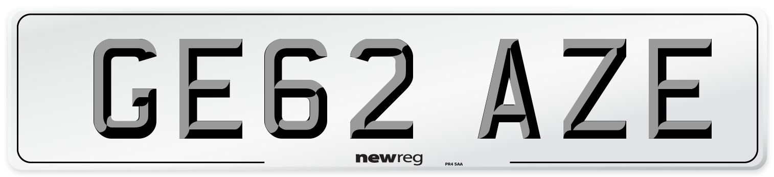 GE62 AZE Number Plate from New Reg